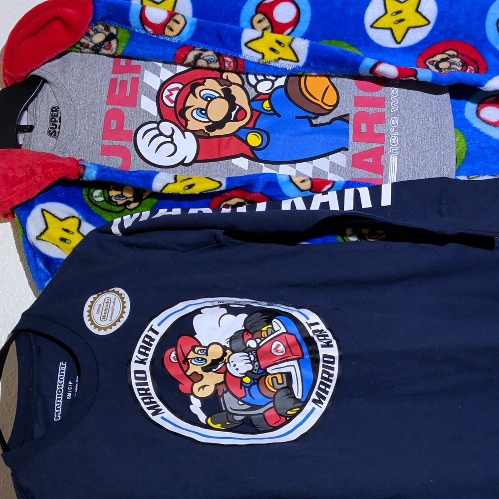 🆕3 Pcs! Robe,Tshirt & Long Sleeve Official Nintendo Super Mario
